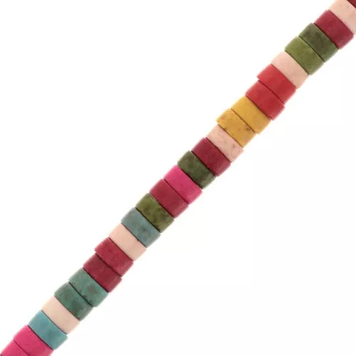 Perles rondelles heishi 6x3 mm imitation Howlite teintées - Multicolore x39cm