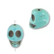 Perle Tête de mort en Howlite teintée 13 mm Turquoise x1
