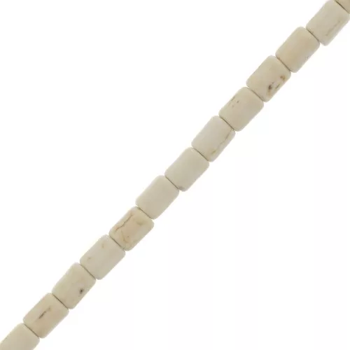 Perles tubes style Heishi 4x6 mm imitation Howlite teintées - Crème x39cm