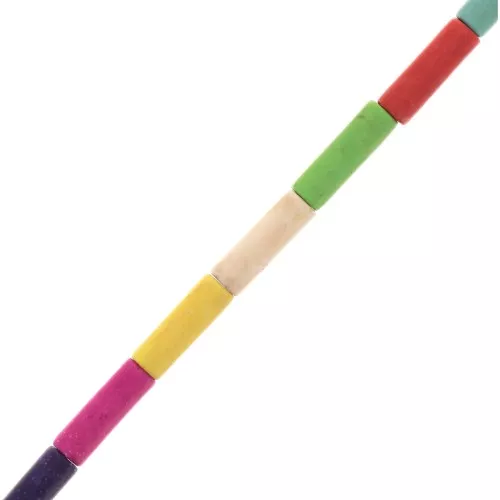 Perles tubes style Heishi 4x13 mm imitation Howlite teintées - Multicolore x39cm