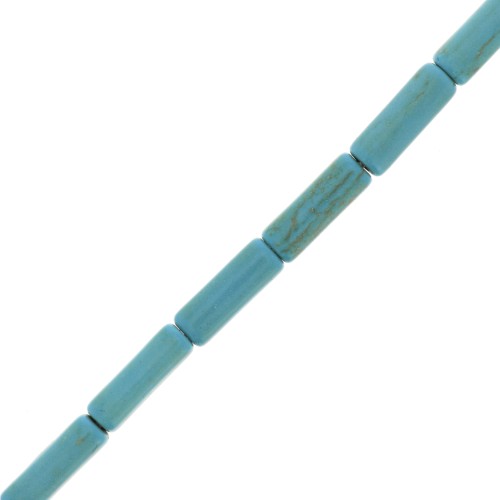 Perles tubes style Heishi 4x13 mm imitation Howlite teintées - Turquoise x39cm