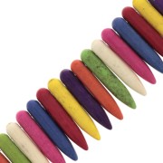 Pendentifs pointes 25x5 mm imitation Howlite teintée - Multicolore x41cm|raw }}