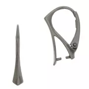 Dormeuses attache pendentif 18 mm Argent 925 Rhodié Noir x2