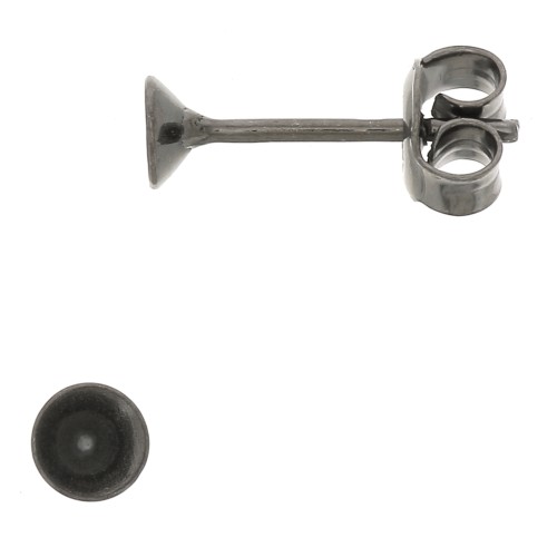 Clous d'oreille porte-cabochon PureCrystal 1088 6 mm Argent 925 Rhodié Noir x2