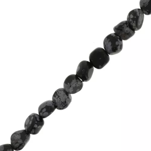 Perles nuggets irréguliers 6 mm pierre gemme - Obsidienne mouchetée x40cm