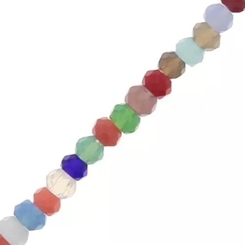 Perles rondelles facettées - rondes aplaties -2x1.5 mm - Multicolore x32cm