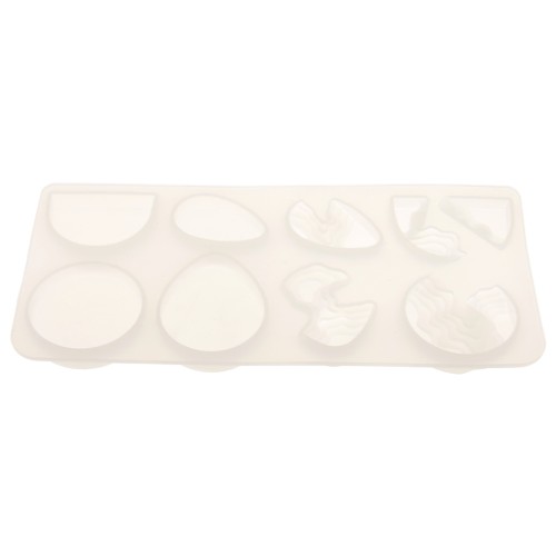 Moule silicone pour réaliser des cabochons plats et en relief en résine 17x8 cm x1