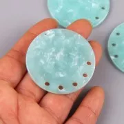 Pendentif - chandelier 43 mm en acétate - Ecaille de tortue - Mint nacré x1