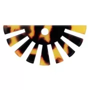 Pendentif demi-soleil 19x38 mm en acétate - Ecaille de tortue - Marron - Noir x1