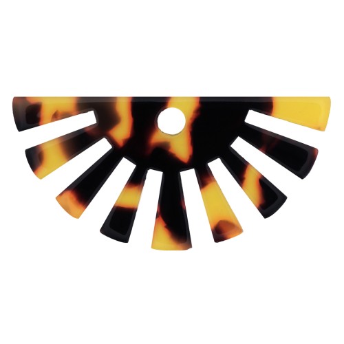 Pendentif demi-soleil 19x38 mm en acétate - Ecaille de tortue - Marron - Noir x1