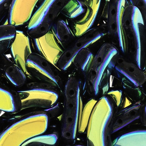 Perles en verre QuadBow Bead 6x15 mm - Jet AB Full x10