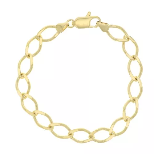 Bracelet maille Rombo limée 7.5 mm - Plaqué Or 3 microns x18cm