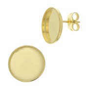 Clous d'oreilles pour cabochon fond plat 8 mm - Doré à l'or fin x2