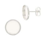 Clous d'oreilles pour cabochon fond plat 8 mm - Placage Argent fin x2