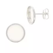 Clous d'oreilles pour cabochon fond plat 8 mm - Placage Argent fin x2
