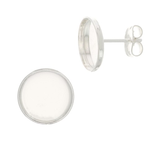 Clous d'oreilles pour cabochon fond plat 8 mm - Placage Argent fin x2