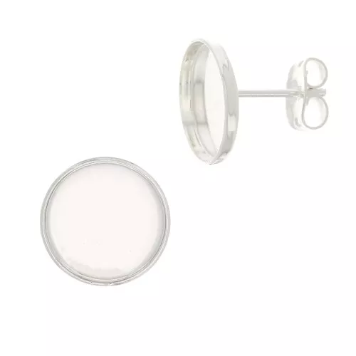Clous d'oreilles pour cabochon fond plat 8 mm - Placage Argent fin x2
