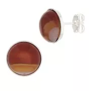 Clous d'oreilles pour cabochon fond plat 10 mm - Argenté x2