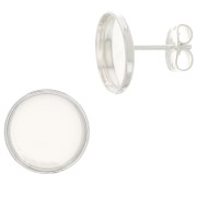 Clous d'oreilles pour cabochon fond plat 12 mm - Argenté x2