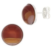 Clous d'oreilles pour cabochon fond plat 12 mm - Argenté x2