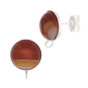 Clous d'oreilles pour cabochon fond plat 8 mm - anneau ouvert - Argenté x2