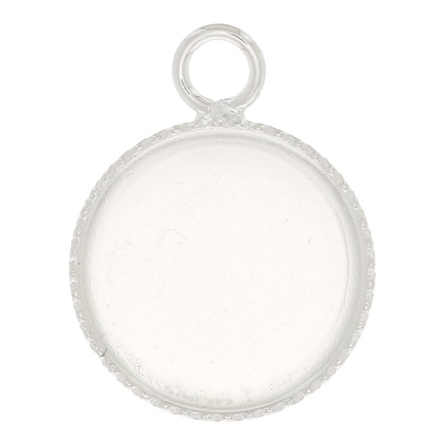 Serti pendentif pour cabochon fond plat 12 mm - Argenté x1