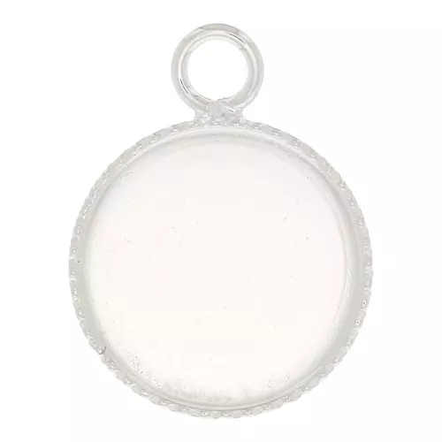 Serti pendentif pour cabochon fond plat 12 mm - Argenté x1