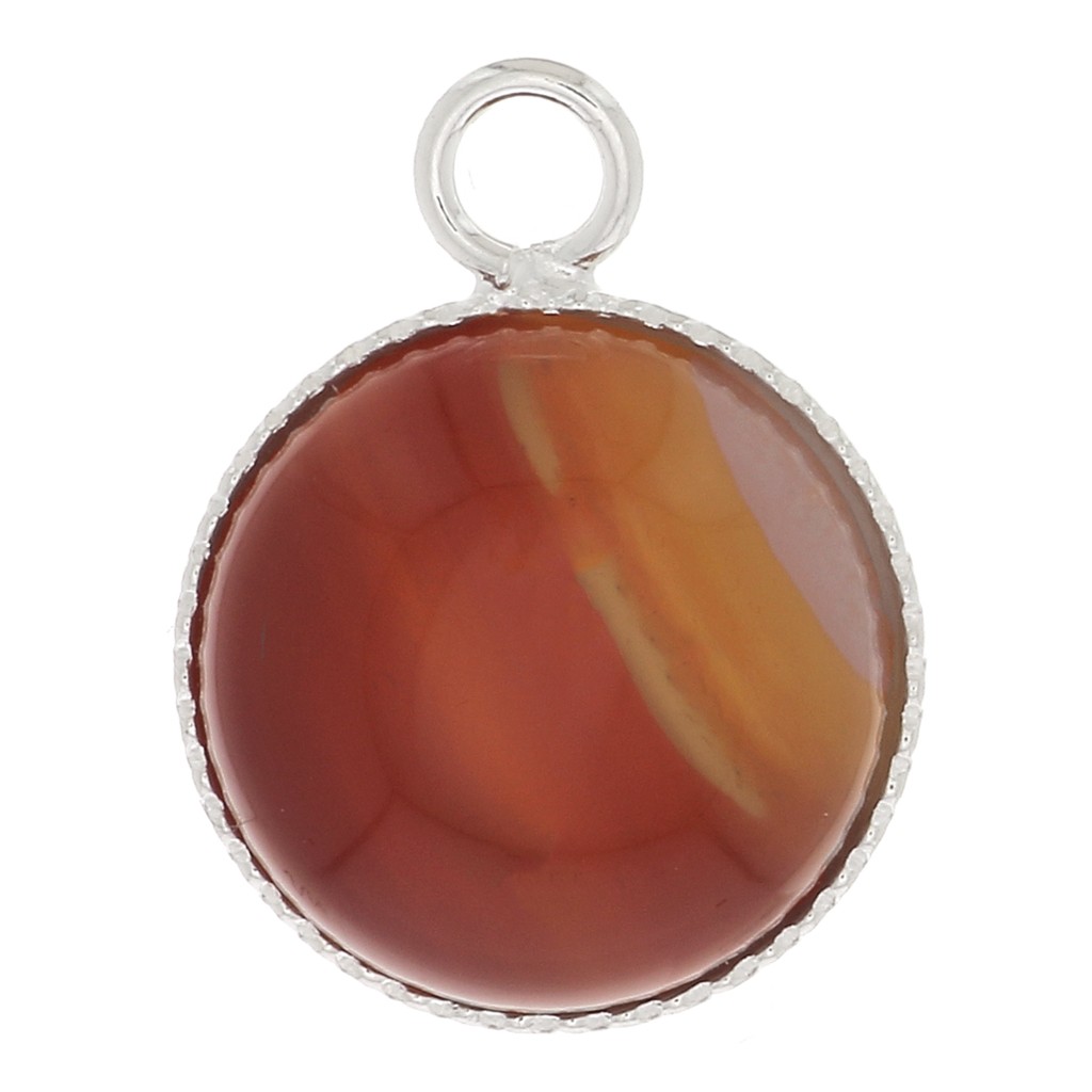 Pendentif Rond Vintage 1960/70 – Métal Argenté Et Sulfure – Multicolore