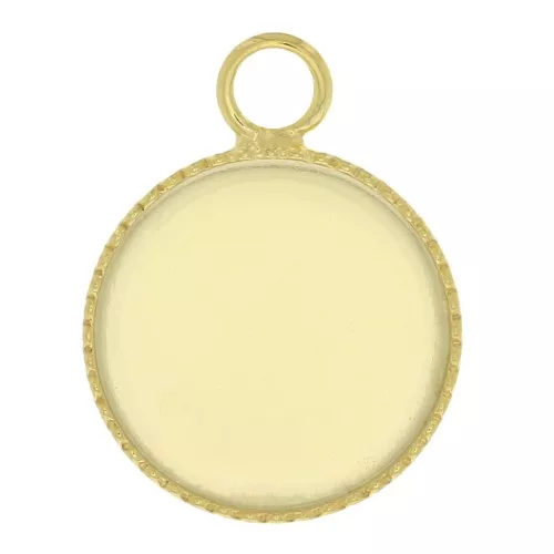 Serti pendentif pour cabochon fond plat 12 mm - Doré à l'or fin x1
