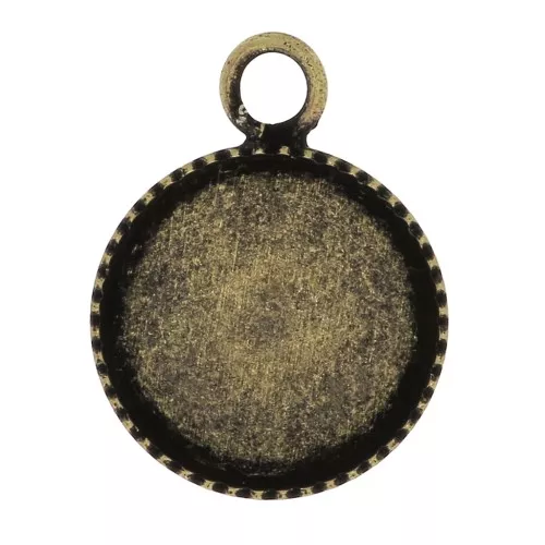 Serti pendentif pour cabochon fond plat 12 mm - Bronze x1
