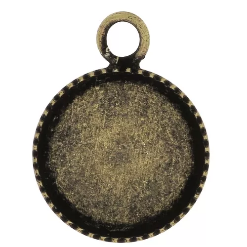 Serti pendentif pour cabochon fond plat 16 mm - Bronze x1