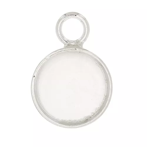 Mini serti pendentif rond pour cabochon fond plat 6 mm - Argent 925 x1