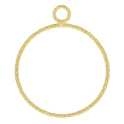 Pendentif cercle évidé diamanté 25x20.5 mm - Doré à l'or fin x1|raw }}