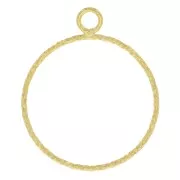 Pendentif cercle évidé diamanté 25x20.5 mm - Doré à l'or fin x1