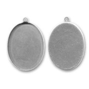Serti pendentif pour cabochon fond plat 40x30 mm argenté vieilli|raw }}