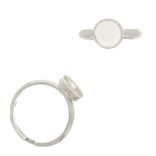 Bague réglable pour cabochon fond plat 8 mm - Argent 925 x1
