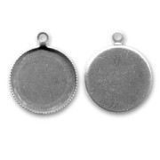 Serti pendentif pour cabochon fond plat 12 mm argenté vieilli x1