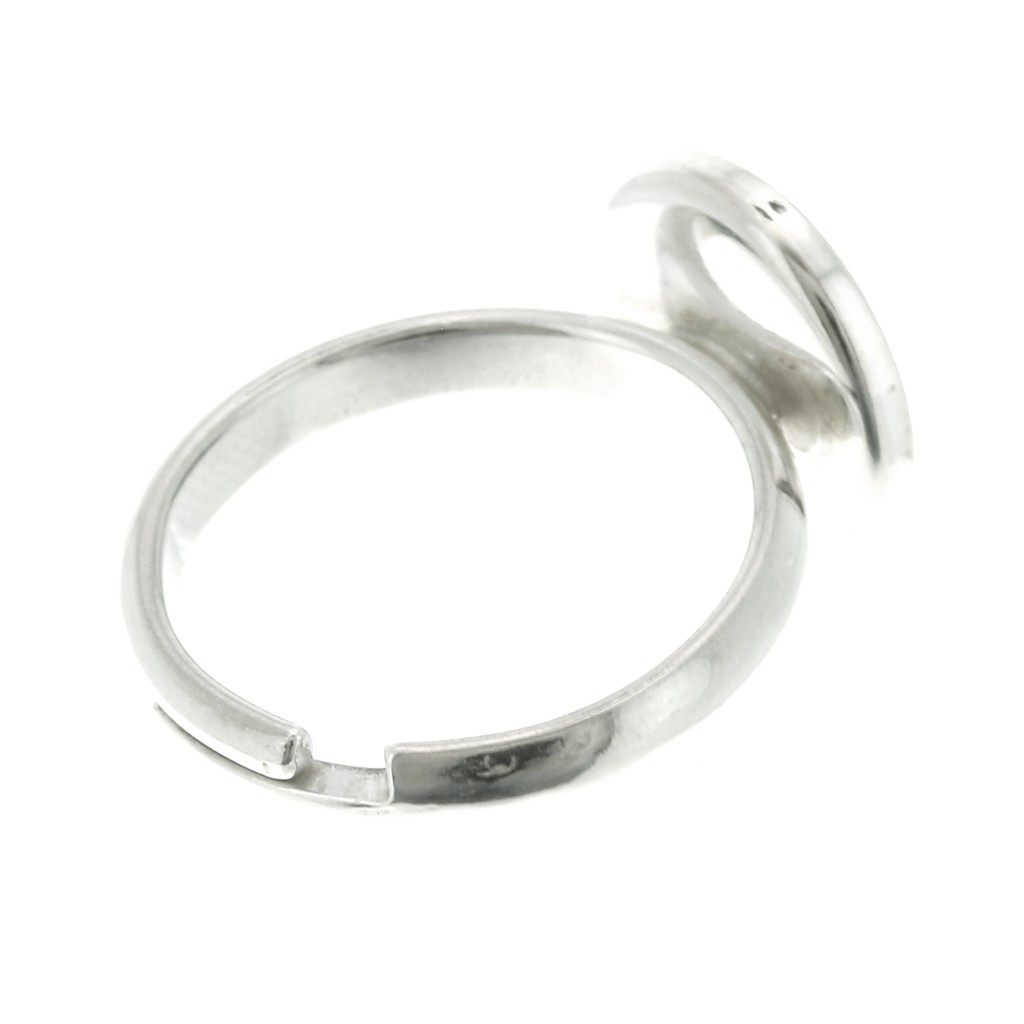 Bague En Argent Massif Avec Cabochon Noir - Taille Réglable à Partir Du 54, Occasion