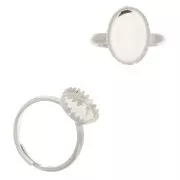 Bague réglable pour cabochon fond plat 14x10 mm - Argent 925 x1