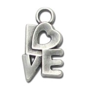 Breloque Love 17 mm Placage Argent fin vieilli x1|raw }}