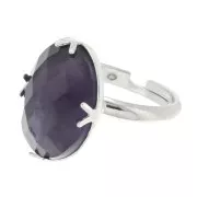 Bague réglable serti pour cabochon fond plat 18x13 mm - Argent 925 x1