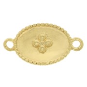 Intercalaire médaille ovale motif croix 15x8.5 mm - Doré à l'or fin x1