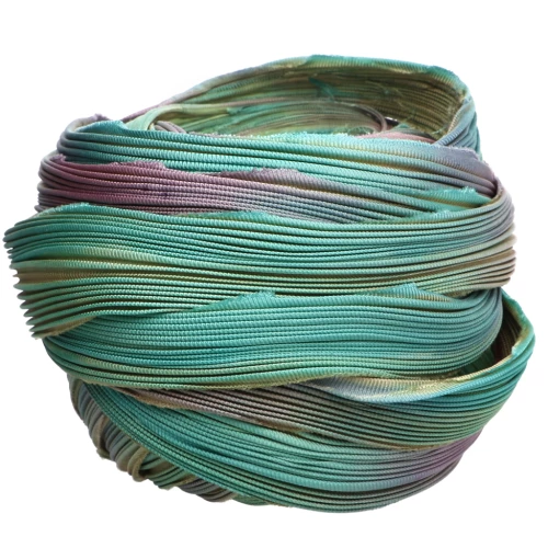 Ruban twill de soie Shibori - Fluorite x10cm