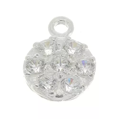 Breloque ronde 9 mm avec oxydes de Zirconium - Argent 925 x1