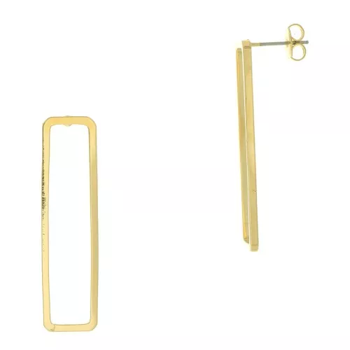 Boucles d'oreilles rectangle évidé 40x10.5 mm - Plaqué Or 3 microns x2