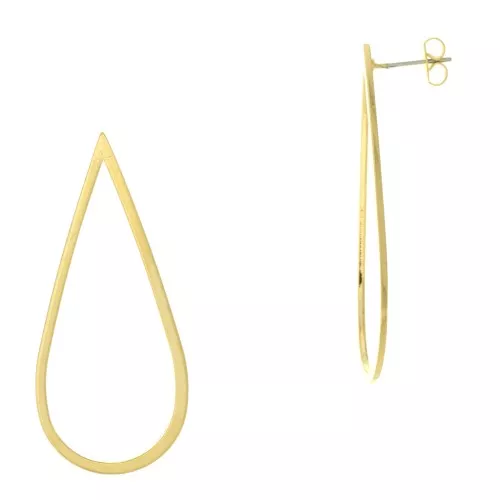 Boucles d'oreilles goutte évidée 50x22 mm - Plaqué Or 3 microns x2