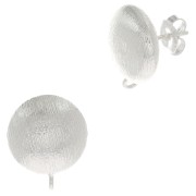 Clous d'oreilles demi-boule striée 14 mm anneau ouvert - Placage Argent fin x2|raw }}