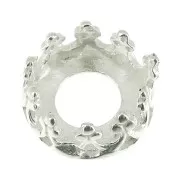 Serti rond griffe - décor couronne - pour cabochon 6 mm - Argent 925 x1