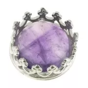 Serti rond griffe - décor couronne - pour cabochon 8 mm - Argent 925 x1