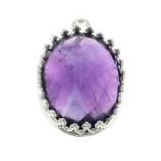 Serti pendentif ovale - décor couronne - pour cabochon 18 x13 mm - Argent 925 x1